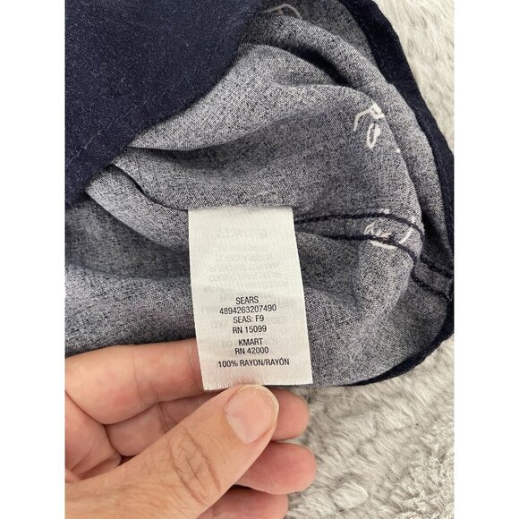 Roebuck and Co Vtg Blue Long Sleeve Button Up Collar Men's Shirt w/ Faces Sz L - Picture 7 of 7